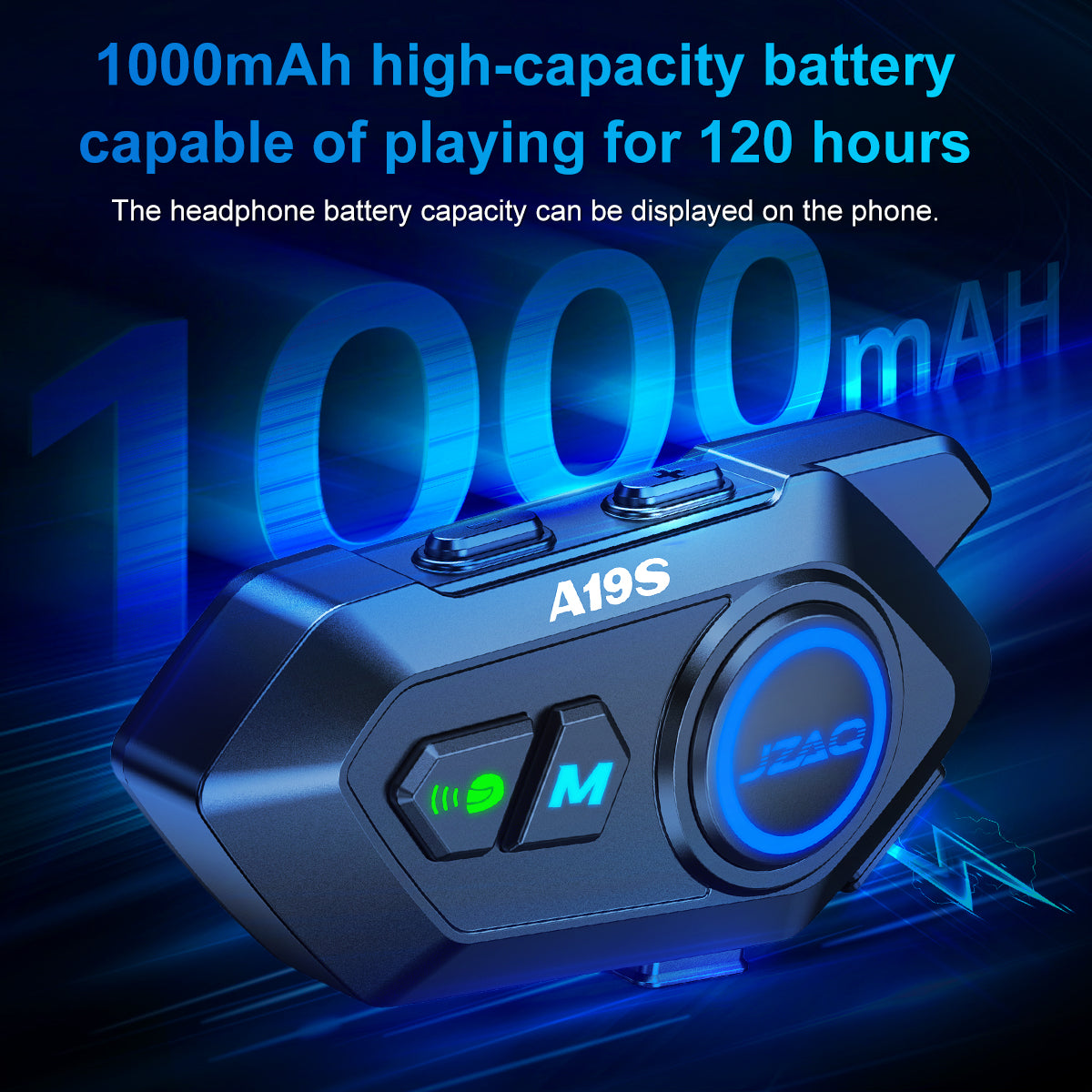 JZAQ Motorcycle helmet bluetooth headset Speakers Intercom - 2 Rider Automatic Answer Music Control Earphone,120 Hours Playing time High Sound Quality System 1000mAh IP7 Waterproof