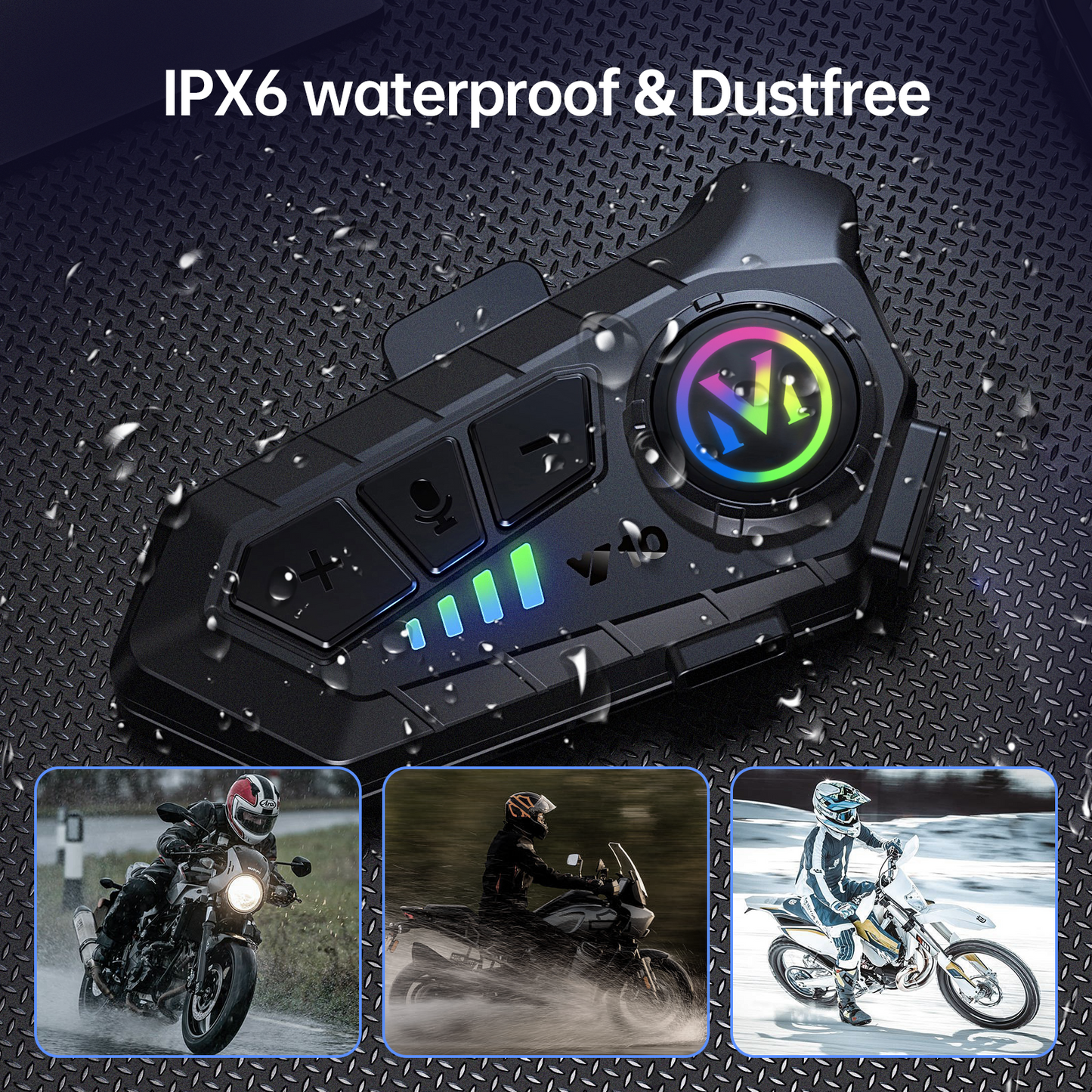 Motorcycle Bluetooth Headset Speaker Skiing Earphone Waterproof Bluetooth Helmet Headset with Noise Cancellation Ultra-Thin Wireless Bluetooth Headphones for All Helmets