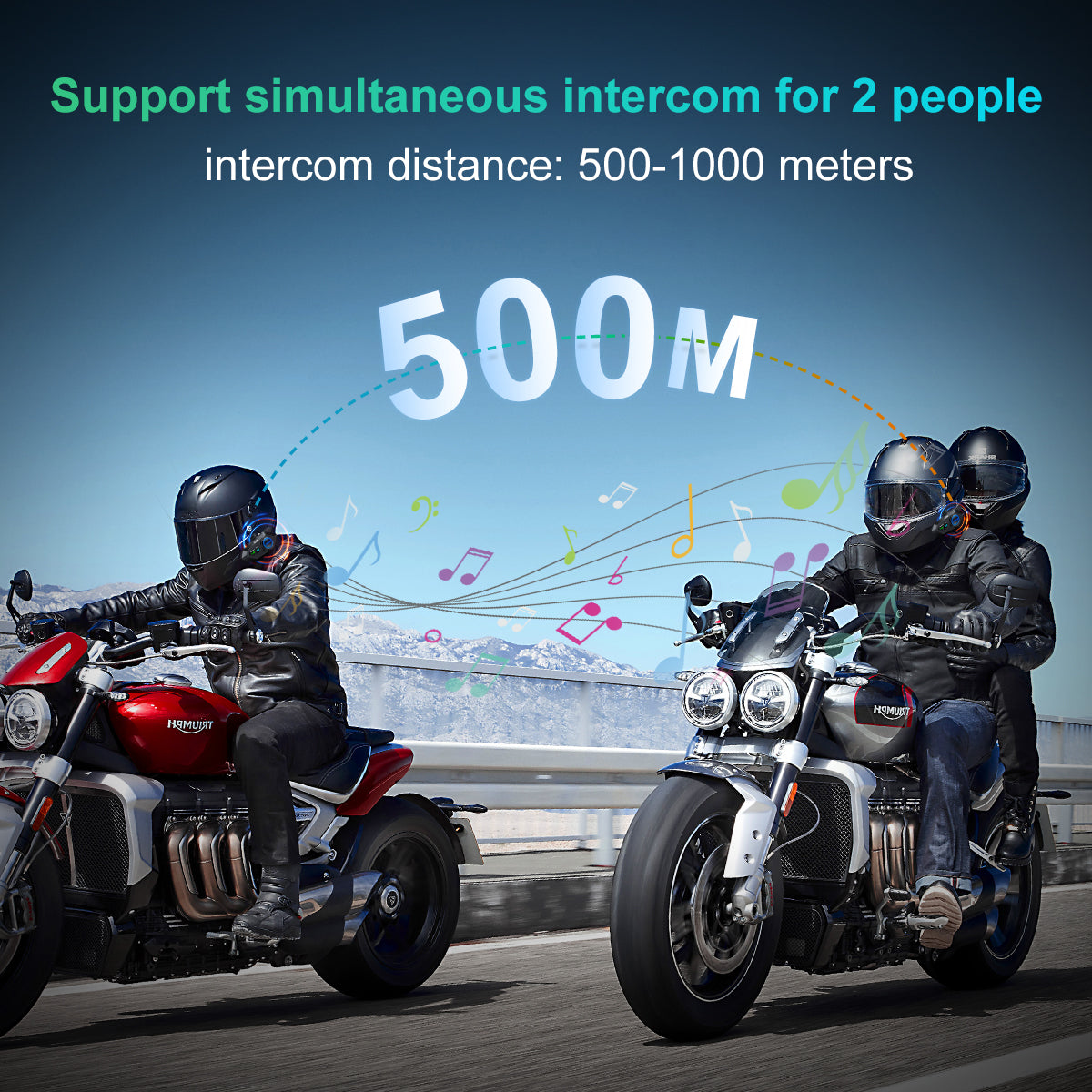 JZAQ Motorcycle helmet bluetooth headset Speakers Intercom - 2 Rider Automatic Answer Music Control Earphone,120 Hours Playing time High Sound Quality System 1000mAh IP7 Waterproof