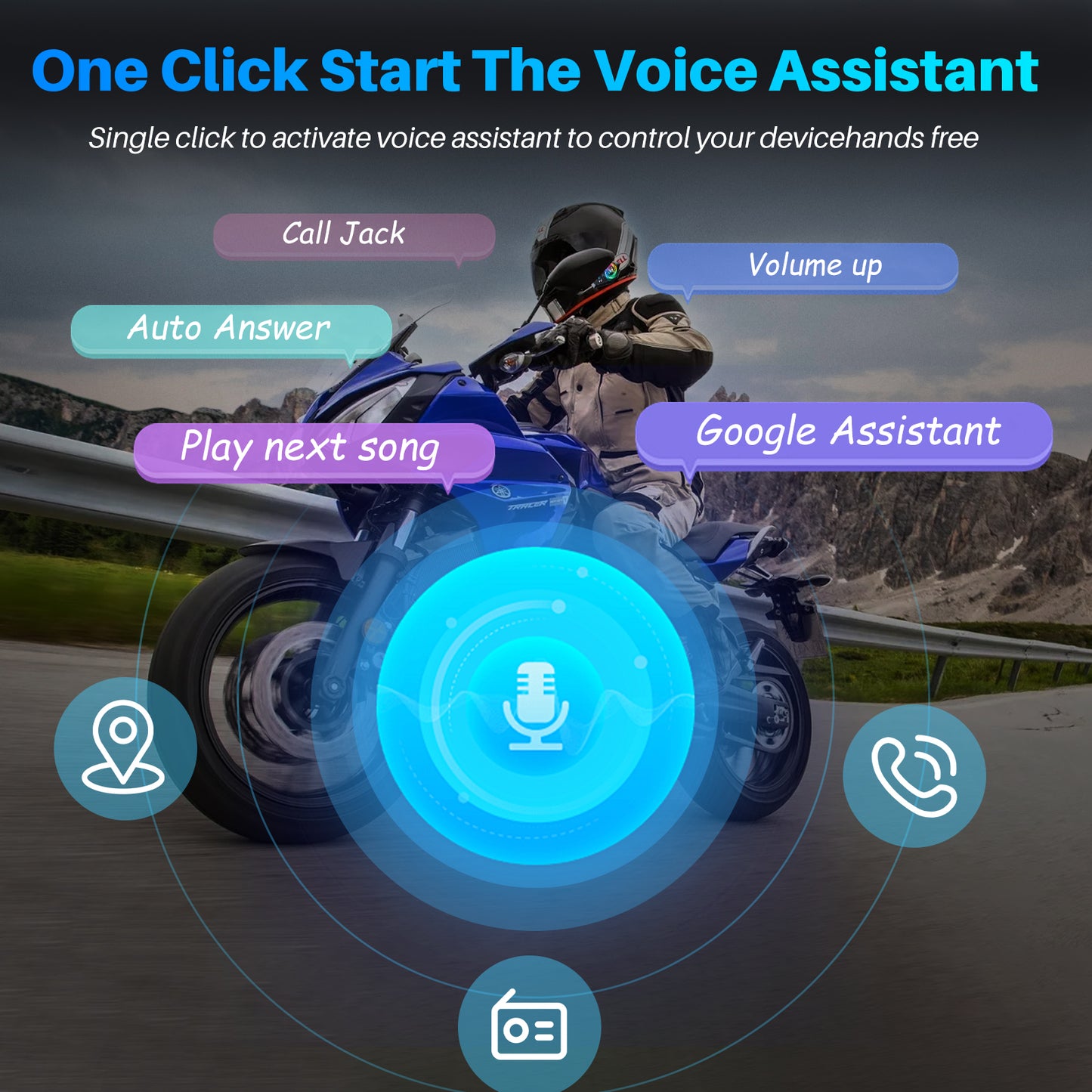 Motorcycle Bluetooth Headset Speaker Stereo Earhpone Waterproof Motorbike Helmet Speakers with Voice Assistant Bluetooth 5.3 Noise Cancellation Motorcycle Accessories for Most Helmets