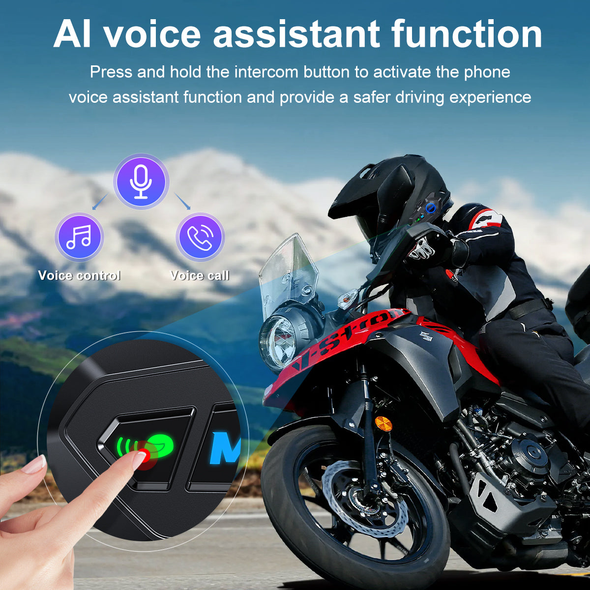 JZAQ Motorcycle helmet bluetooth headset Speakers Intercom - 2 Rider Automatic Answer Music Control Earphone,120 Hours Playing time High Sound Quality System 1000mAh IP7 Waterproof
