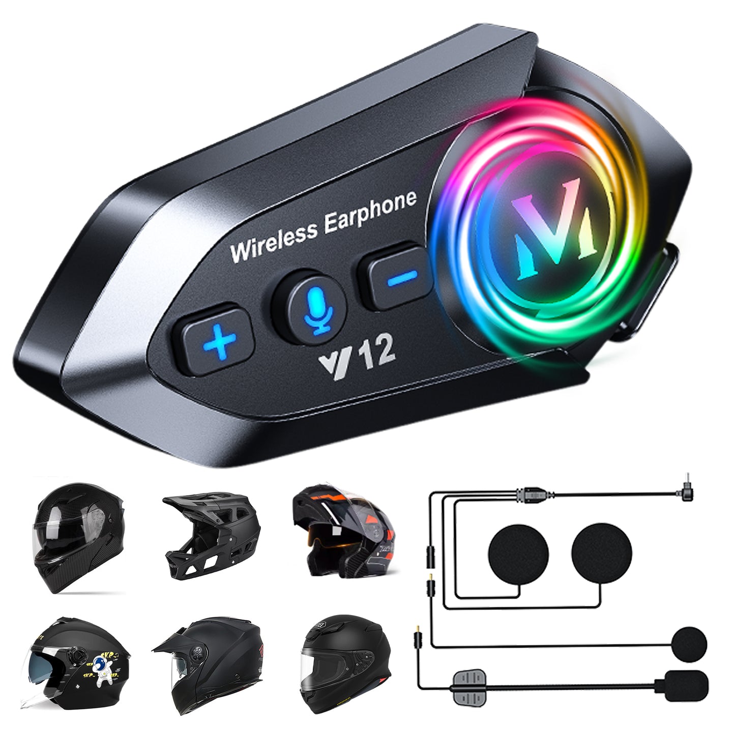 Motorcycle Bluetooth Headset Speaker Stereo Earhpone Waterproof Motorbike Helmet Speakers with Voice Assistant Bluetooth 5.3 Noise Cancellation Motorcycle Accessories for Most Helmets