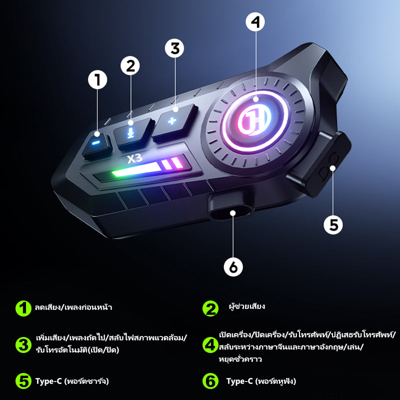 Motorcycle Bluetooth Headset Motorcycle Speakers Bluetooth 6.0 Helmet Bluetooth Headset with Soft/Hard Microphone Noise Cancellation Voice Assistant Helmet Speakers Long Battery Life
