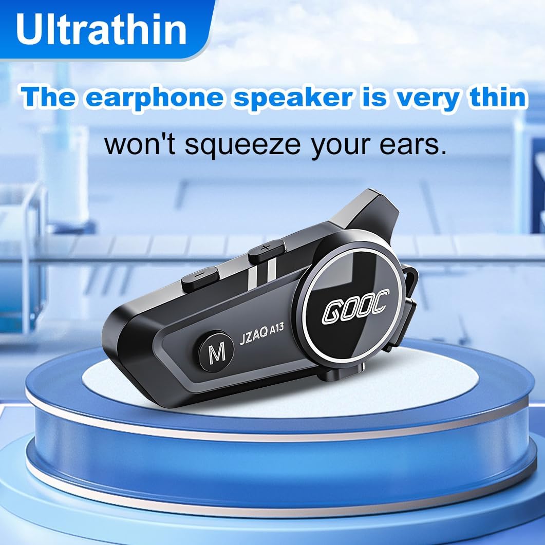 Bluetooth Helmet Speakers & Intercom - 2 Rider Noise Cancellation Communication System for Motorcycle, Ski, Cycling & Sports