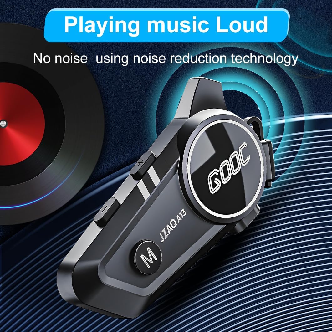 Bluetooth Helmet Speakers & Intercom - 2 Rider Noise Cancellation Communication System for Motorcycle, Ski, Cycling & Sports
