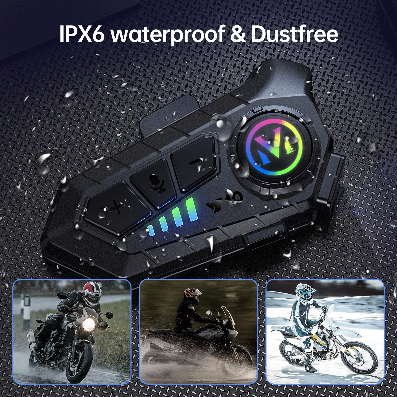 Motorcycle Bluetooth Headset Speaker Skiing Earphone Waterproof Y10