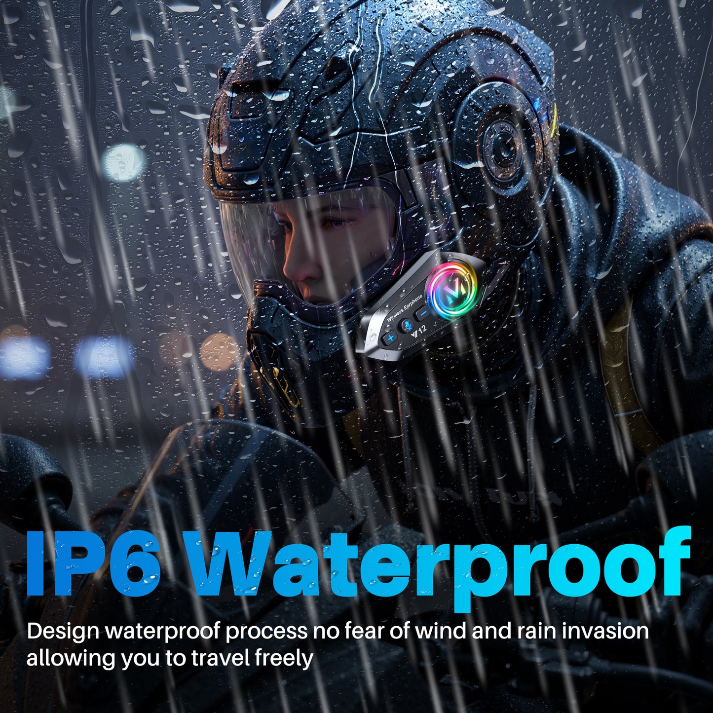 Motorcycle Bluetooth Headset Speaker Stereo Earhpone Waterproof Motorbike Helmet Speakers with Voice Assistant Bluetooth 5.3 Noise Cancellation Motorcycle Accessories for Most Helmets