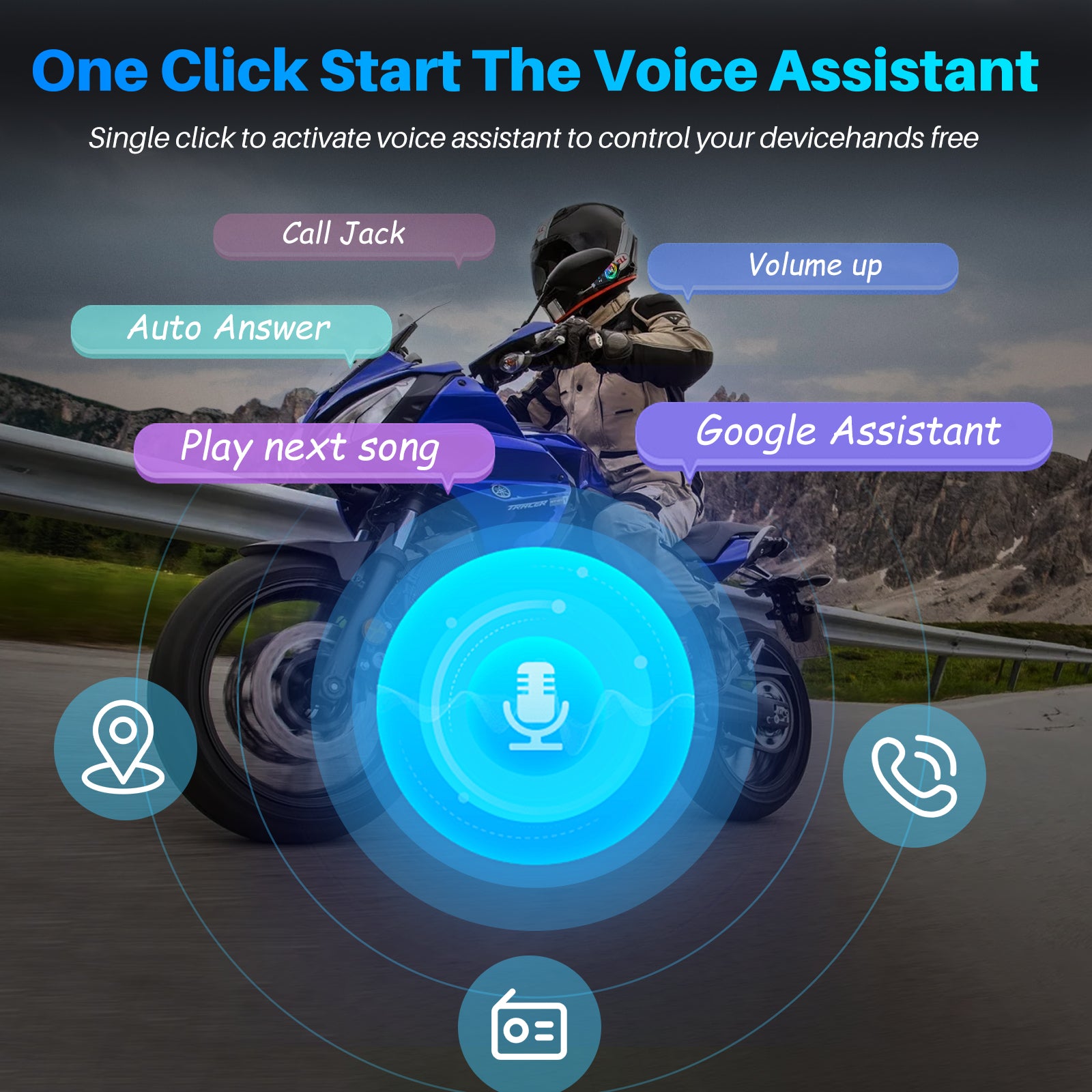 Motorcycle Bluetooth Headset Speaker 1000mAh Y12