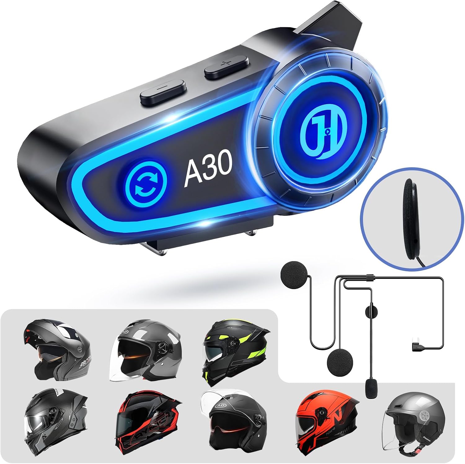 Motorcycle Helmet Speakers Helmet Bluetooth Headset Headphone 1200 mAh Battery