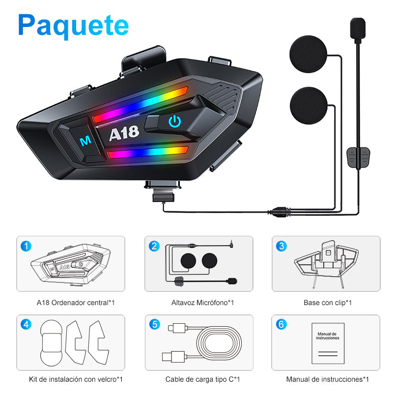 Intercomunicador Audifonos Bluetooth Para Casco De Moto A18
