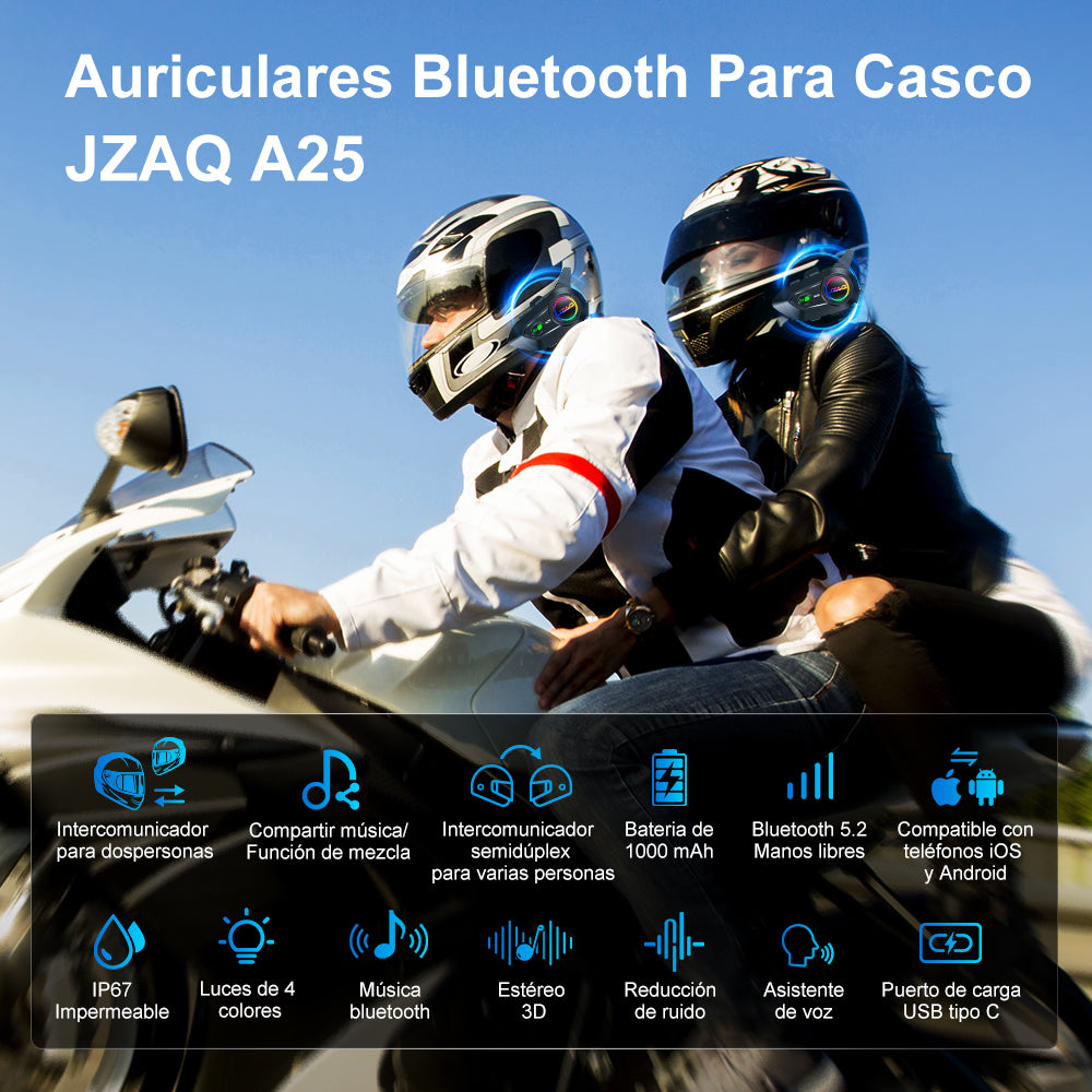 Intercomunicador Audífonos Para Casco De Motocicleta A25