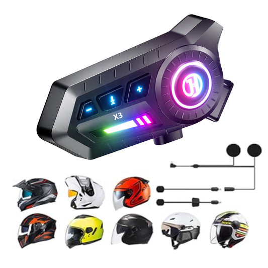 Motorcycle Bluetooth Headset Motorcycle Speakers Bluetooth 6.0 Helmet Bluetooth Headset with Soft/Hard Microphone Noise Cancellation Voice Assistant Helmet Speakers Long Battery Life