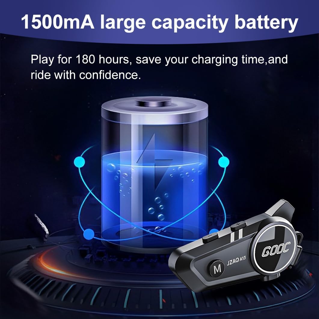 Bluetooth Helmet Speakers & Intercom - 2 Rider Noise Cancellation Communication A13